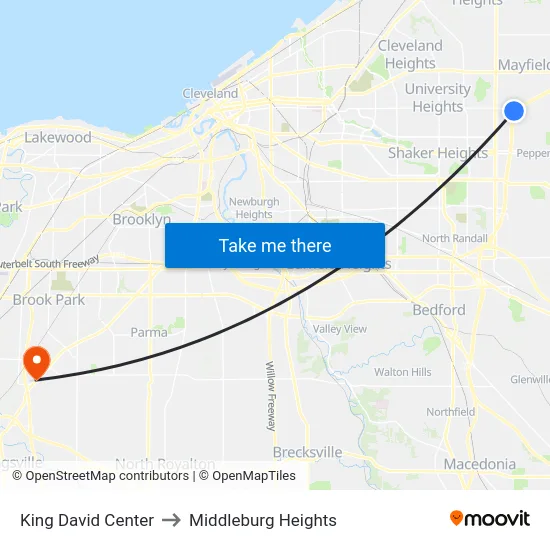 King David Center to Middleburg Heights map