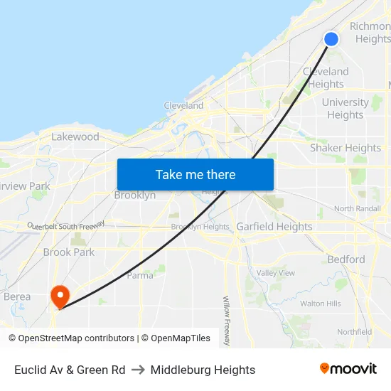 Euclid Av & Green Rd to Middleburg Heights map