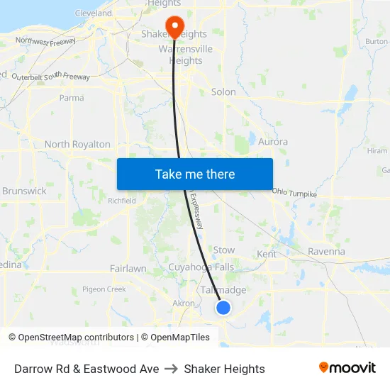 Darrow Rd & Eastwood Ave to Shaker Heights map