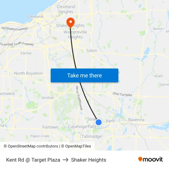 Kent Rd @ Target Plaza to Shaker Heights map