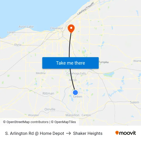 S. Arlington Rd @ Home Depot to Shaker Heights map