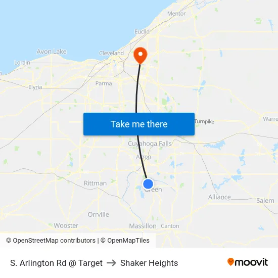 S. Arlington Rd @ Target to Shaker Heights map
