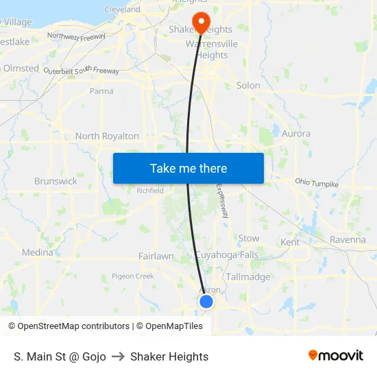 S. Main St @ Gojo to Shaker Heights map