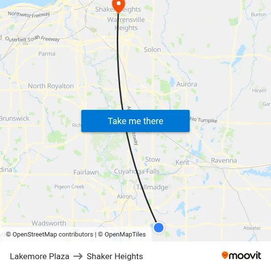 Lakemore Plaza to Shaker Heights map