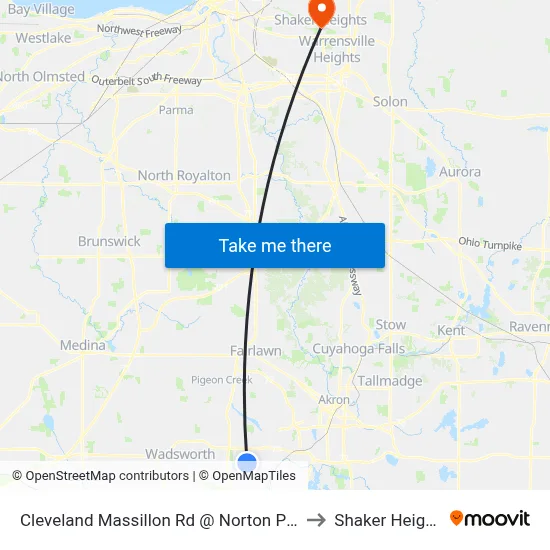 Cleveland Massillon Rd @ Norton Plaza to Shaker Heights map