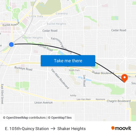 E. 105th-Quincy Station to Shaker Heights map