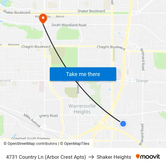 4731 Country Ln (Arbor Crest Apts) to Shaker Heights map