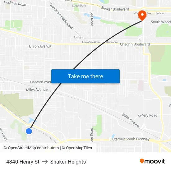 4840 Henry St to Shaker Heights map