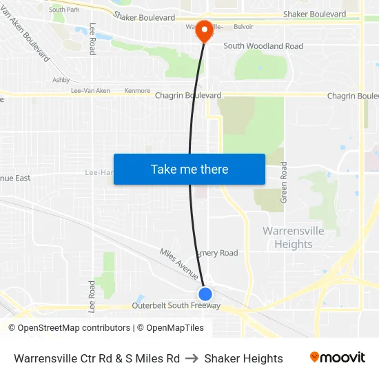 Warrensville Ctr Rd & S Miles Rd to Shaker Heights map