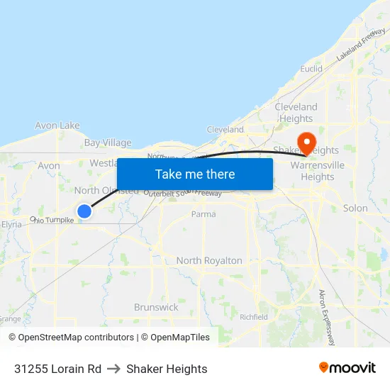 31255 Lorain Rd to Shaker Heights map