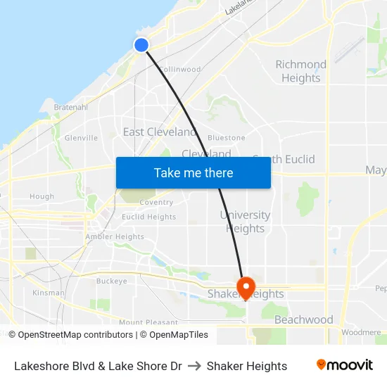 Lakeshore Blvd & Lake Shore Dr to Shaker Heights map
