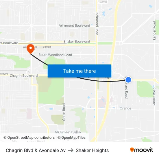 Chagrin Blvd & Avondale Av to Shaker Heights map