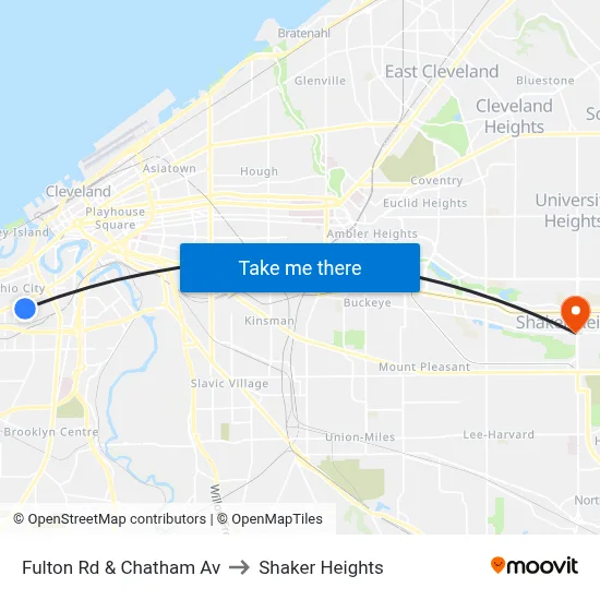Fulton Rd & Chatham Av to Shaker Heights map