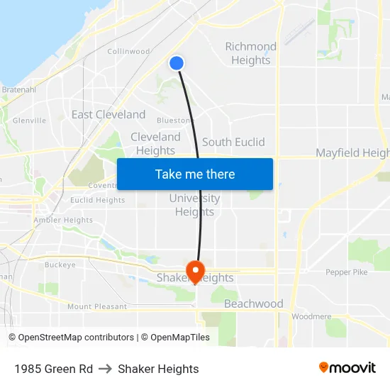 1985 Green Rd to Shaker Heights map