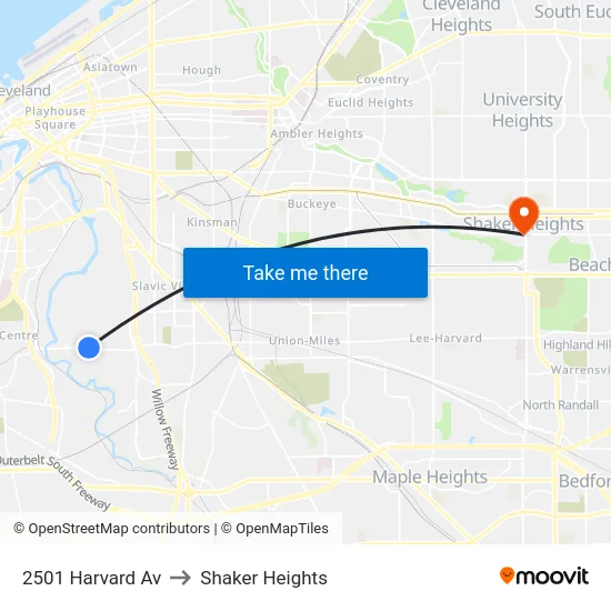2501 Harvard Av to Shaker Heights map
