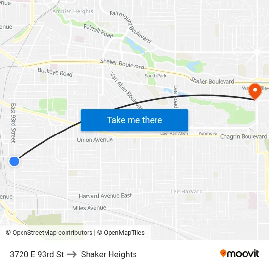 3720 E 93rd St to Shaker Heights map