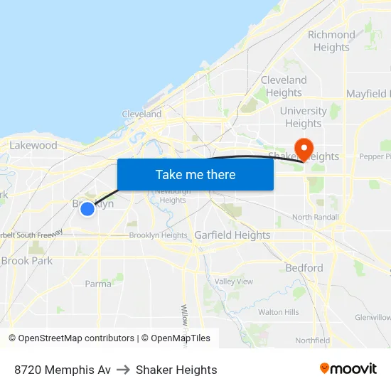 8720 Memphis Av to Shaker Heights map