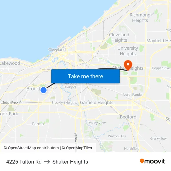 4225 Fulton Rd to Shaker Heights map