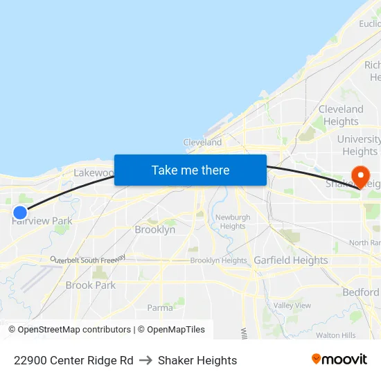 22900 Center Ridge Rd to Shaker Heights map