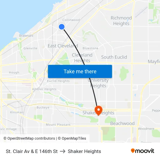 St. Clair Av & E 146th St to Shaker Heights map