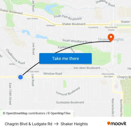 Chagrin Blvd & Ludgate Rd to Shaker Heights map