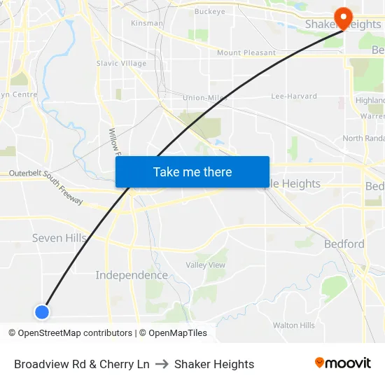 Broadview Rd & Cherry Ln to Shaker Heights map