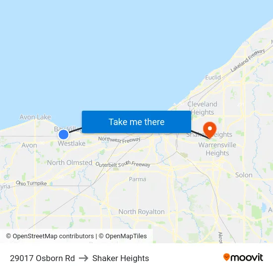 29017 Osborn Rd to Shaker Heights map