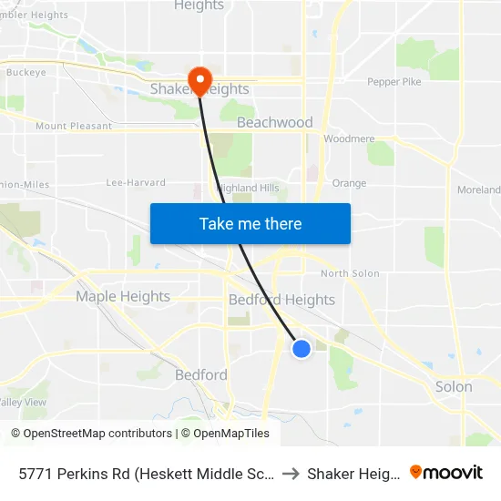 5771 Perkins Rd (Heskett Middle School) to Shaker Heights map