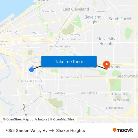 7055 Garden Valley Av to Shaker Heights map
