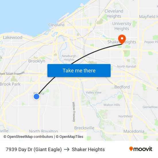 7939 Day Dr (Giant Eagle) to Shaker Heights map