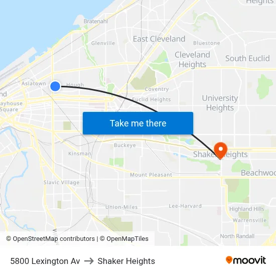 5800 Lexington Av to Shaker Heights map