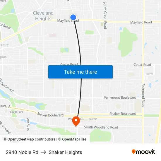 2940 Noble Rd to Shaker Heights map