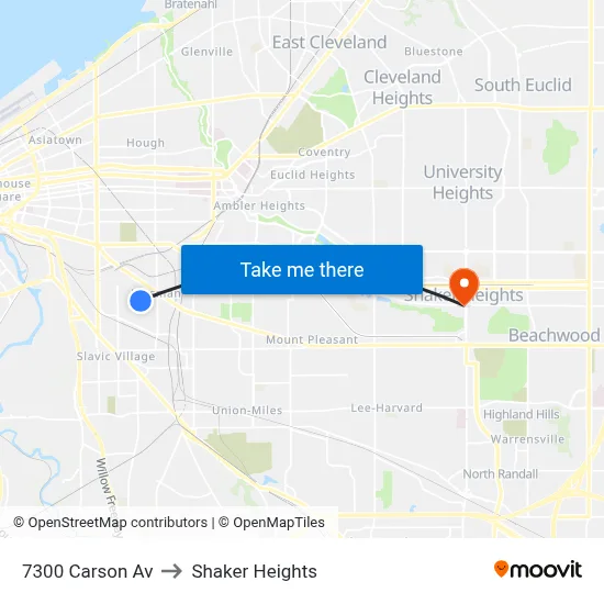 7300 Carson Av to Shaker Heights map