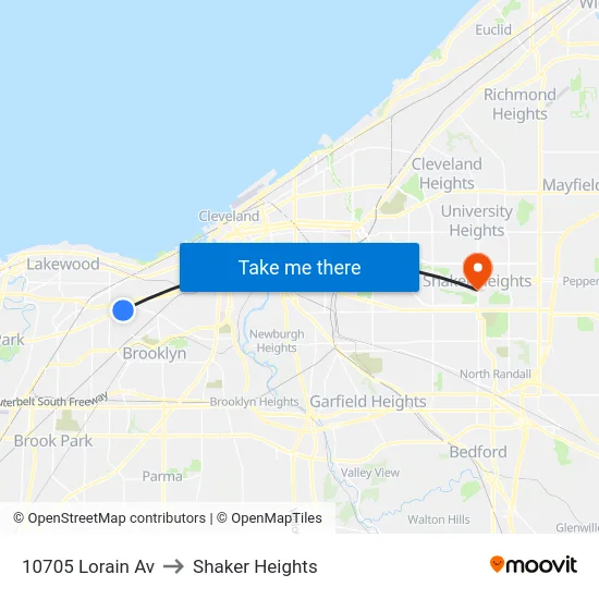 10705 Lorain Av to Shaker Heights map