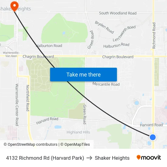 4132 Richmond Rd (Harvard Park) to Shaker Heights map