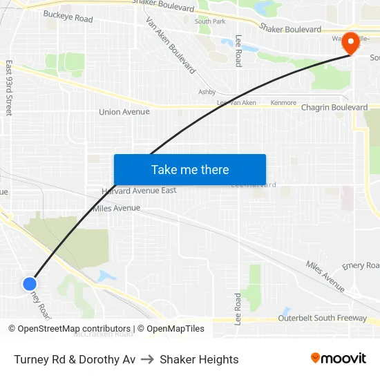 Turney Rd & Dorothy Av to Shaker Heights map