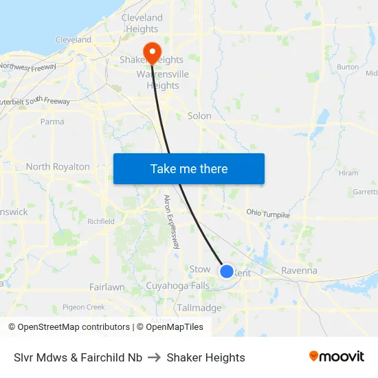Slvr Mdws & Fairchild Nb to Shaker Heights map