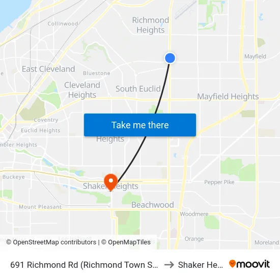 691 Richmond Rd (Richmond Town Sq Entrance) to Shaker Heights map