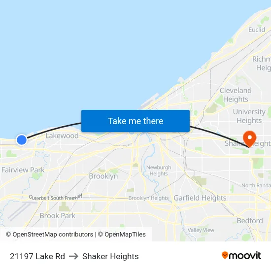 21197 Lake Rd to Shaker Heights map