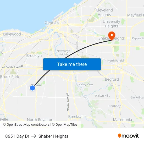 8651 Day Dr to Shaker Heights map