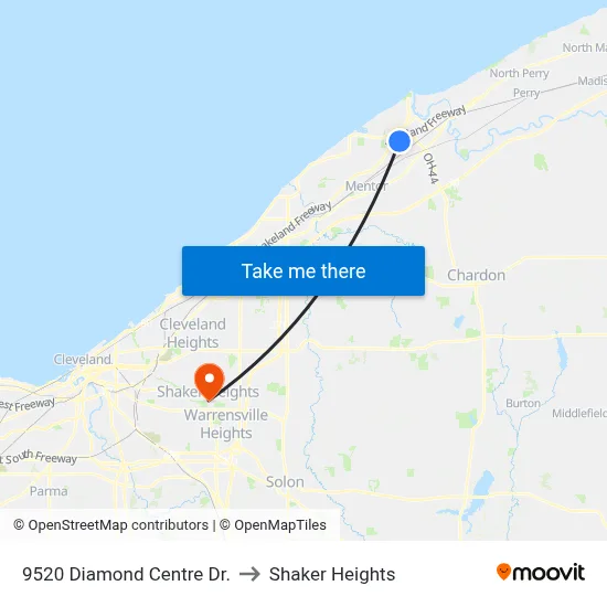 9520 Diamond Centre Dr. to Shaker Heights map