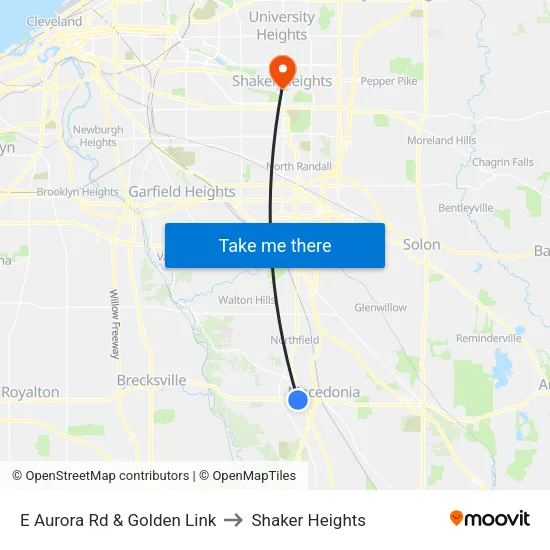 E Aurora Rd & Golden Link to Shaker Heights map