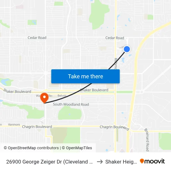 26900 George Zeiger Dr (Cleveland Clinic) to Shaker Heights map