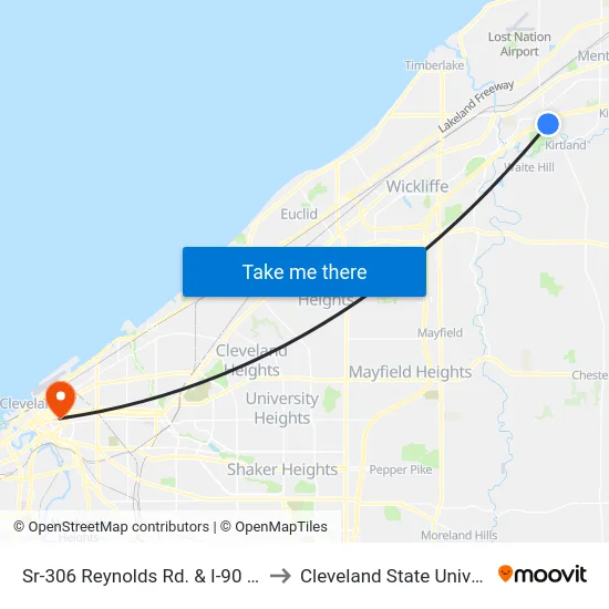 Sr-306 Reynolds Rd. & I-90 Ramp to Cleveland State University map