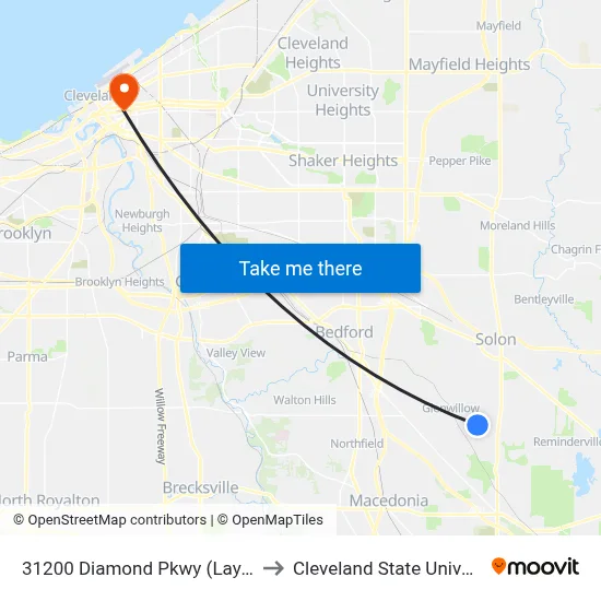 31200 Diamond Pkwy (Layover) to Cleveland State University map