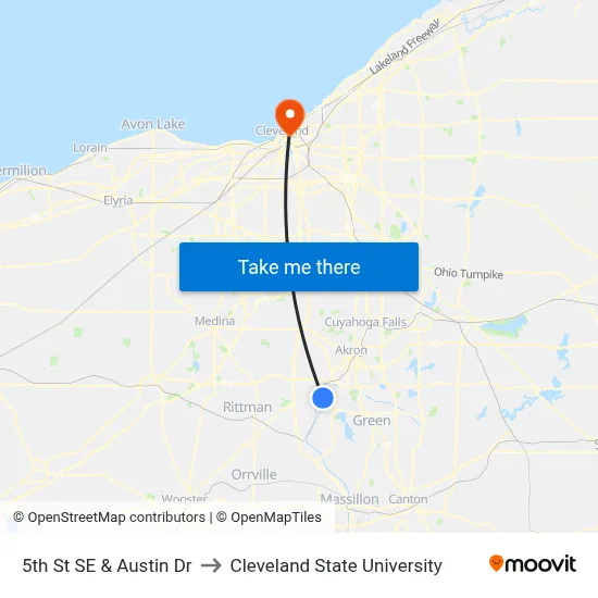 5th St SE & Austin Dr to Cleveland State University map