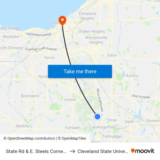 State Rd & E. Steels Corners Rd to Cleveland State University map