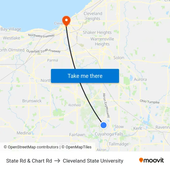 State Rd  &  Chart Rd to Cleveland State University map