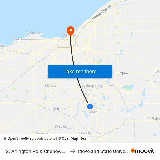 S. Arlington Rd & Chenoweth Ct to Cleveland State University map
