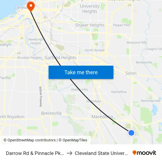 Darrow Rd & Pinnacle Pkwy to Cleveland State University map